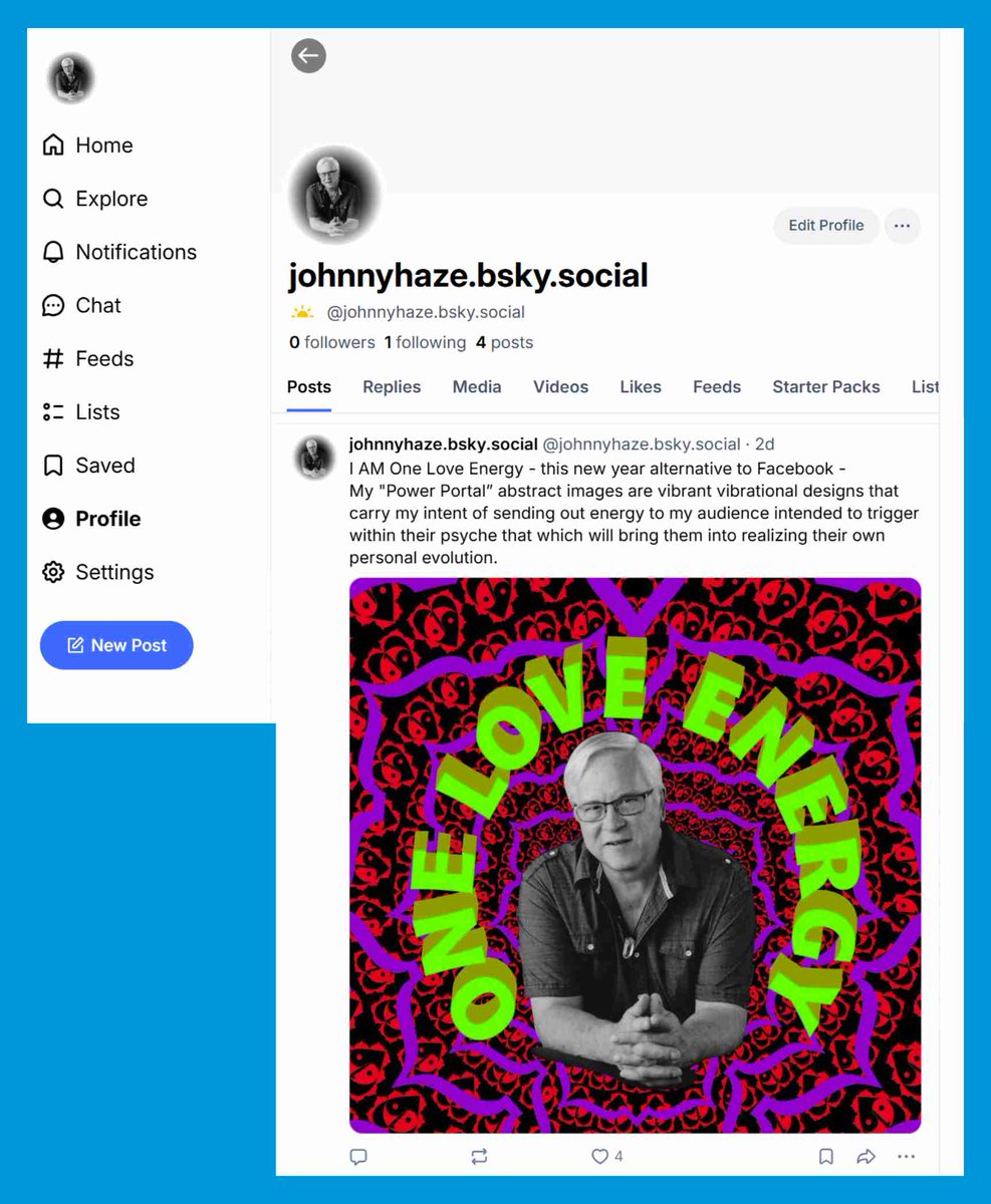 OneLoveEnergy2U's tweet photo. Good-bye FB &amp; Insta; hello BlueSky. Moving on due to some kinda guideline that got violated while working on my band's page: RockTastiX. Not jumping through hoops to get it back, just movin on. It's time. https://t.co/eakQ7C1MTh