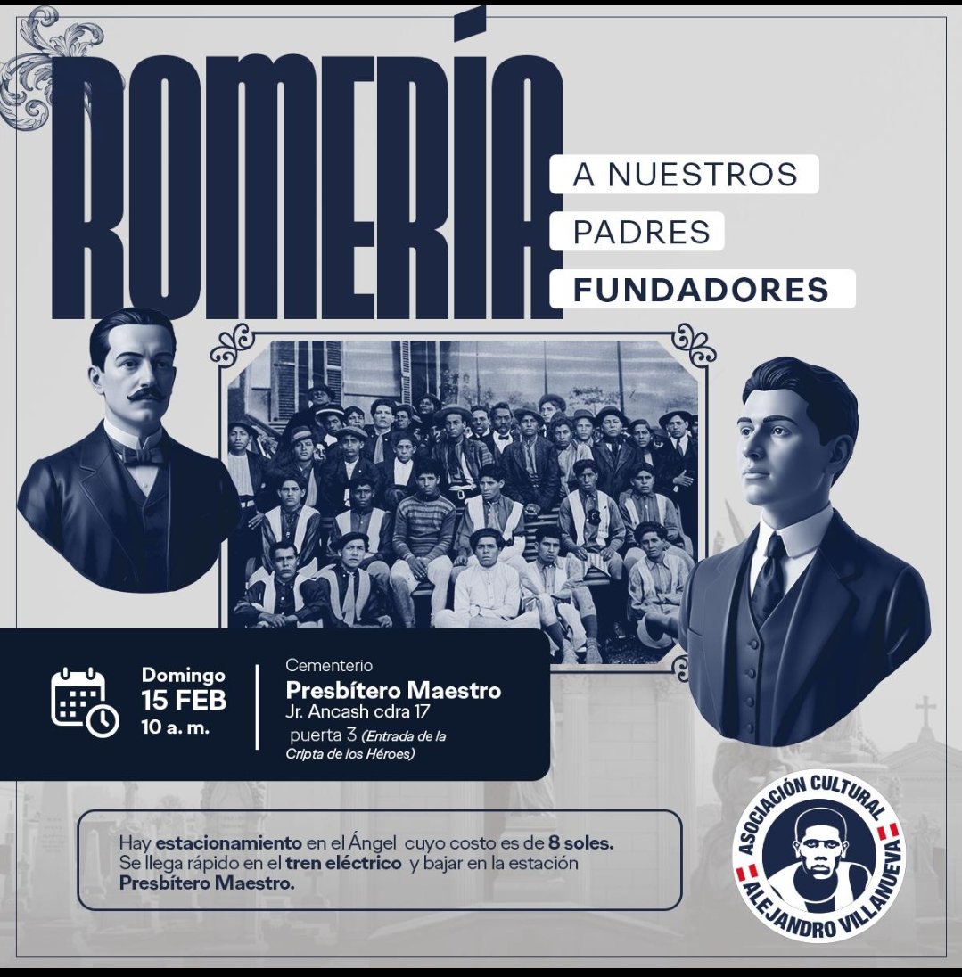 alejvillanueva9's tweet photo. Familia aliancista. Empecemos nuestra celebración por nuestros 125 años participando de esta romería a nuestros padres fundadores. Mostremos agradecimiento y respeto por ese 15 de febrero de 1901. Sé parte de esta 2da romería que se hace en la historia de nuestro @ClubALoficial https://t.co/iSbdQ1TpEM