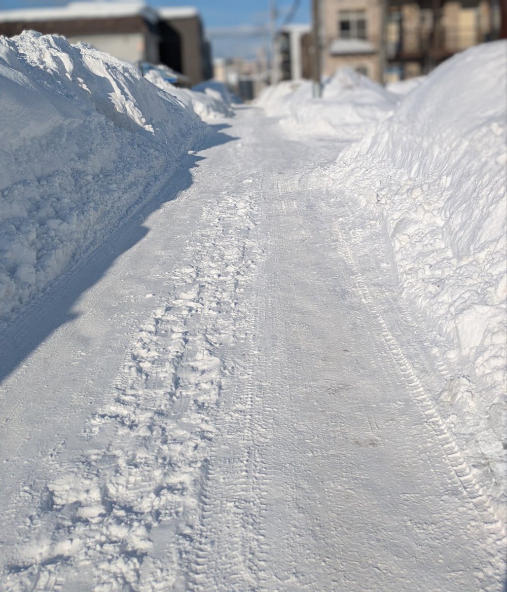 ngstmy_'s tweet photo. @guhtomona 今朝はこんな感じでした😱
左右の雪山が本来の歩道なんです…笑 https://t.co/e5GFYQfNNZ