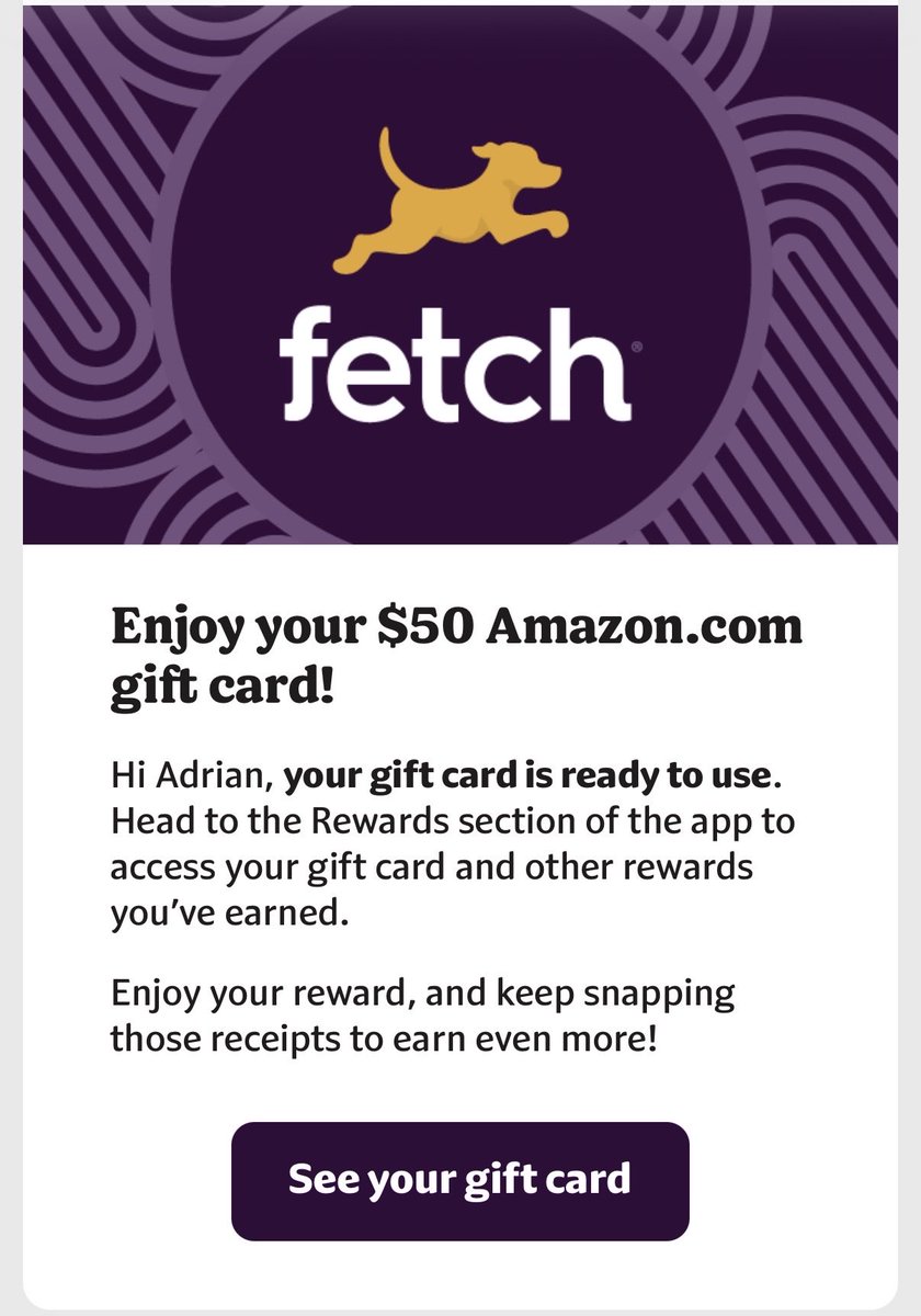 Love getting these <a href="/FetchRewards/">Fetch</a> is awesome. Play games, scan receipts and get free gift cards. Couldn’t have it any better.
