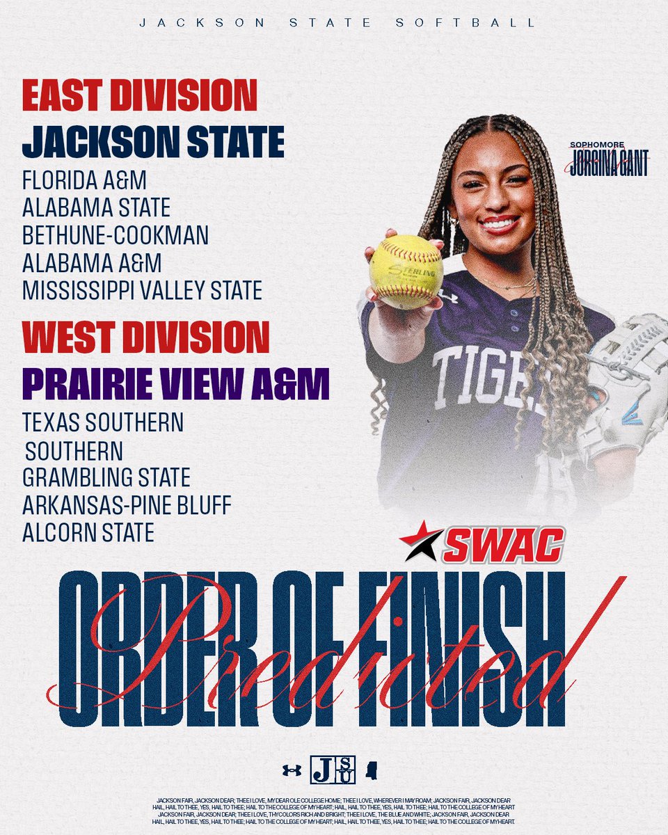 Tigers predicted to finish #1 in the East💪

#THEEiLove | #GoJSUTigersSB🐅