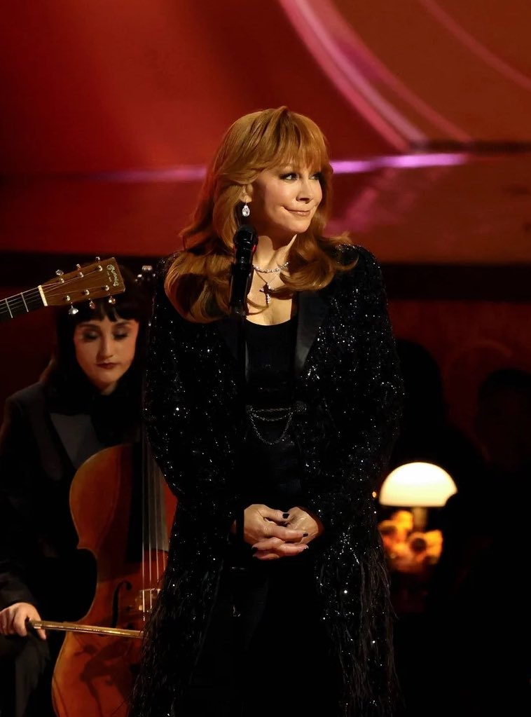 rebawears's tweet photo. + custom beaded floor-length jacket by michael schmidt for the #trailblazer (dream chaser version) performance with brandy clark and lukas nelson. #grammys https://t.co/pBWjYtPyH2