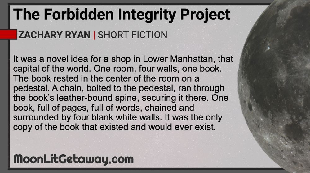 MGLiterary's tweet photo. "The Forbidden Integrity Project" by Zachary Ryan
Read the full story: https://t.co/XiR4H4kJo5
#WritingCommunity #ReadingCommunity #WritersLift #BookLover #Reading #Fiction #ShortStory #Humour #LitMag #OpenForSubmissions https://t.co/5LCNamD7N4