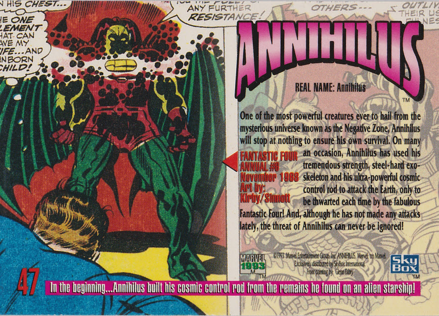AustinGorton's tweet photo. 047 - Annihilus
Ah! Space Dracula!
I have to assume we eventually learned the origin of the ship from which he crafted his control rod, and it was like a Celestial or Kree ship or something, right?
#TradingCardADay #MM2 #Annihilus #FantasticFour #GlennFabry https://t.co/9IYnfxbP33