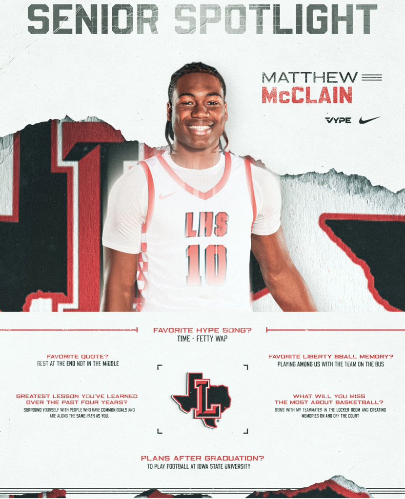 LibertyRedhawk's tweet photo. Senior Spotlight: Matthew McClain

Matthew joined us from PCA this season &amp; has been a huge addition. Not only with what he does on the floor, but also how he elevates people around him. We can’t wait to cheer him on in Ames next year!

Congratulations Matthew!

#Work
#DoYourJob https://t.co/YcVAlz67mJ