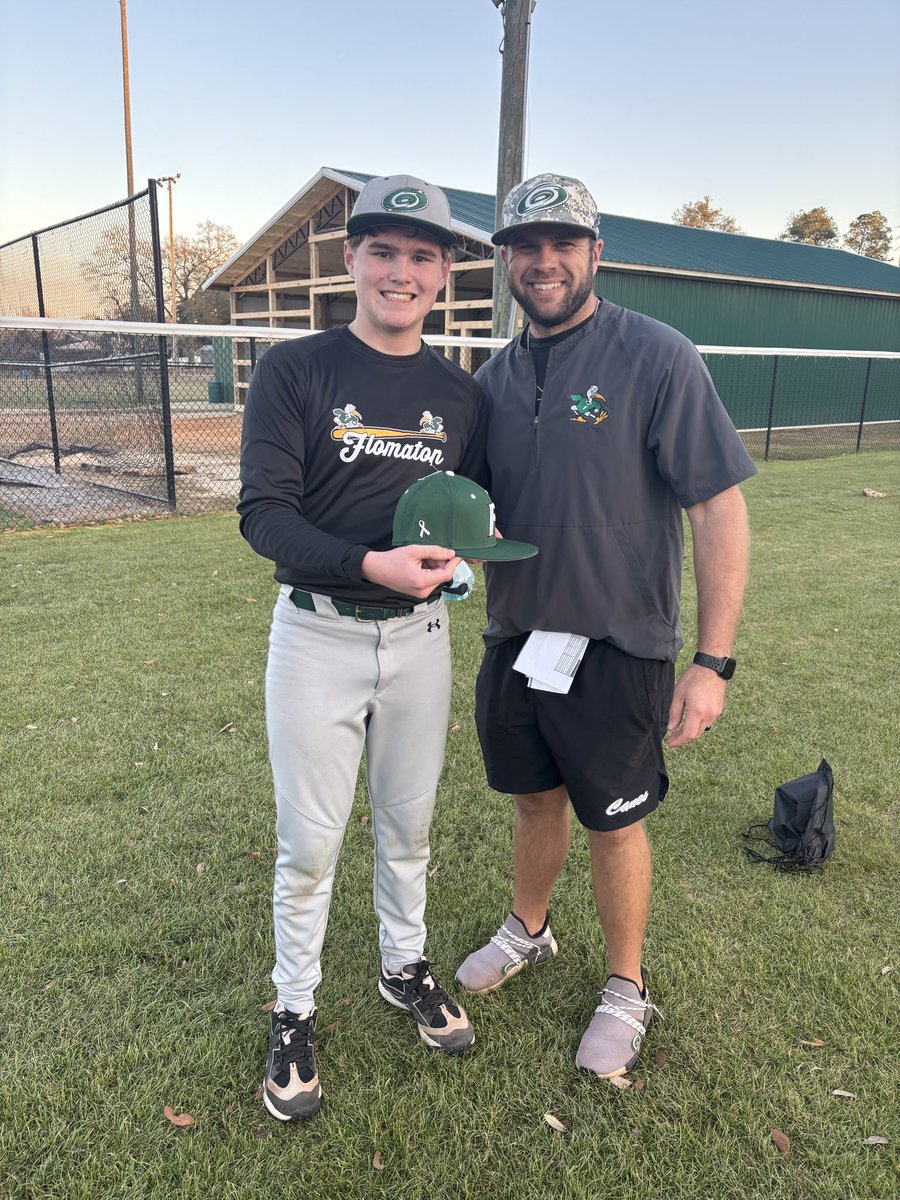 FlomatonBasebll's tweet photo. It’s more than a uniform; it’s a tribute. We added the brain cancer symbol to our hats this year to celebrate a teammate who beat the odds. Family sticks together on and off the diamond. https://t.co/YTtCL0Gze2