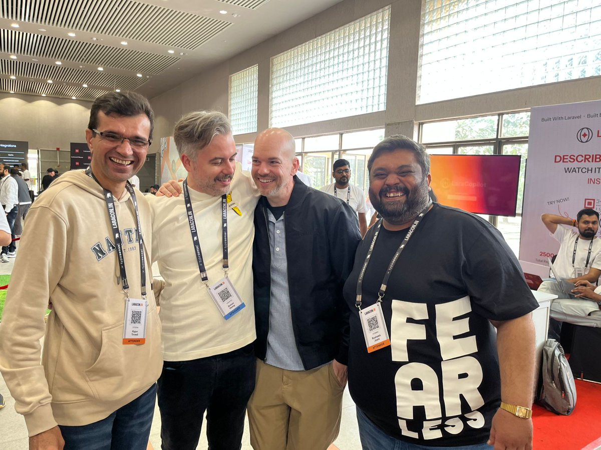rajtri_1710's tweet photo. Attende @LaraconIN 🇮🇳 and got to meet the brilliant minds @ShaneDRosenthal &amp; @simonhamp behind NativePHP!
Moments like these remind me why I love the Laravel community ❤️
Thank you for the inspiration!
#LaraconIndia #LaravelCommunity #NativePHP https://t.co/CWE1tmGhgf