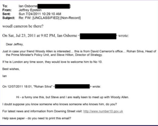 UK-born, nonpartisan California gubernatorial candidate Steve Hilton’s name appeared in the Epstein files, along with David Cameron and other high-ranking English politicians, as they voiced eagerness to be connected to Woody Allen, who has been accused of child abuse, through