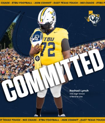 RLynch117's tweet photo. I am extremely blessed to announce my commitment to @ETBU_Football. Thank you for all the coaches that have given me an opportunity to play at their college, and I appreciate everyone who has supported me on my journey @kinchen_donald @TrayReagan @castillo_etx 
@SuddsTrey https://t.co/FyoQuRqlrt