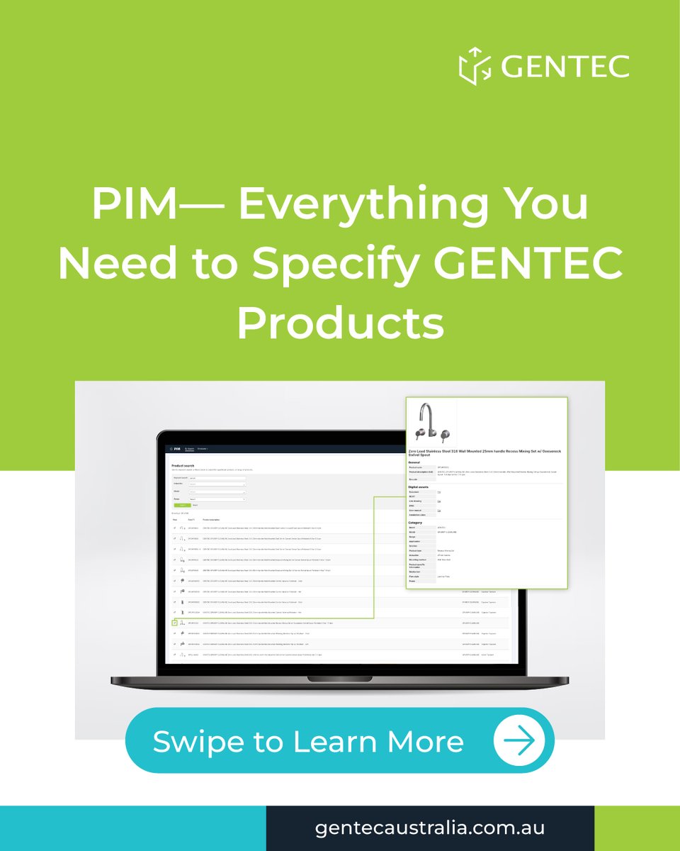 GentecAustralia's tweet photo. Specifying GENTEC just got easier. 

GENTEC PIM (Product Information Management) is available on our website to help project teams quickly access centralised product information and technical resources. 

Explore GENTEC PIM: https://t.co/gZmloUbD3g https://t.co/hGU4Be6zSU