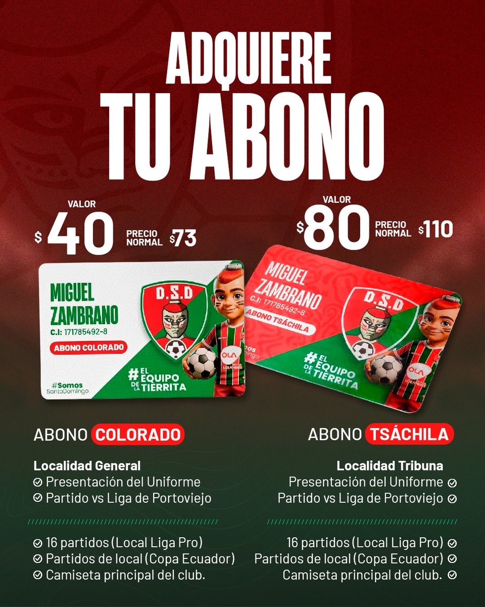 🛒 Cómpralo en la plataforma Bee. 
bee.com.ec/l/8C8LKBCLP7HK…
📍 Puntos de venta físicos:
👓 Óptica Los Andes
🛍️ Paseo Shopping
🛍️ Bombili Shopping

🙌 Vivamos toda la temporada juntos
⚽ Tu aliento no solo empuja al equipo,
también construye futuro.

#DeportivoSantoDomingo