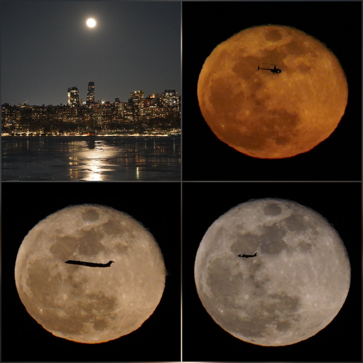 wtz's tweet photo. Due to cloudy weather yesterday, we applied "Three-Night" window rule.
Today pics of the
#FullSnowMoon (98.5%) with #planes #helicopters flying
#overthemoon
#fullmoon
#snowmoon
#todaymoon
#UpperWestSide
#lgaairport
#jfkairport
#newyork
#NYC https://t.co/h8GGLYxr2r