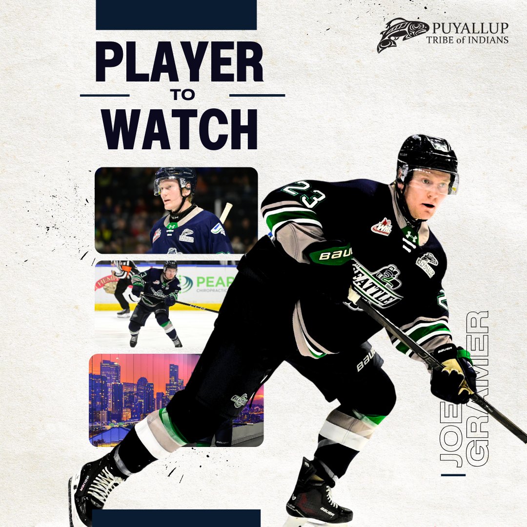 SeattleTbirds's tweet photo. From NCAA to WHL at 20 years old, stepping in to play significant minutes & coming back from a major injury, he has experience, trust, and resilience. Joe Gramer is the Player to Watch presented by @Puyallup_Tribe https://t.co/3QHO6goP77