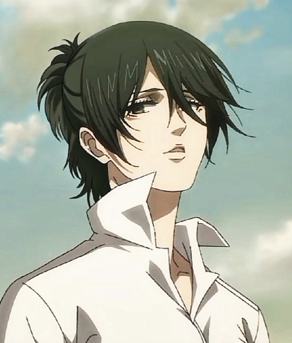 mdemoroha's tweet image. mikasa with hange's hairstyle genuinely does something to me…