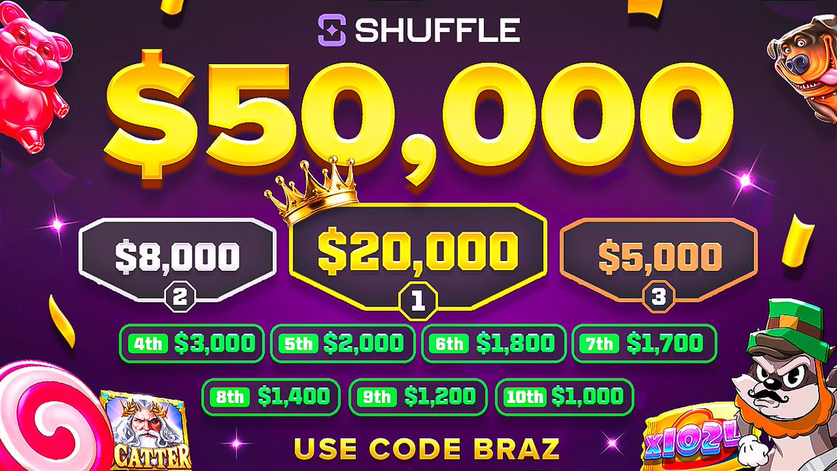 $50,000 <a href="/shufflecom/">Shuffle.com</a> Leaderboard💜

Sign up NOW: brazrewards.com

$700 USDC GIVEAWAY

➡️Follow with 🔔
➡️Like &amp; RT
➡️Drop Shuffle Username 

Ends in 20 Days