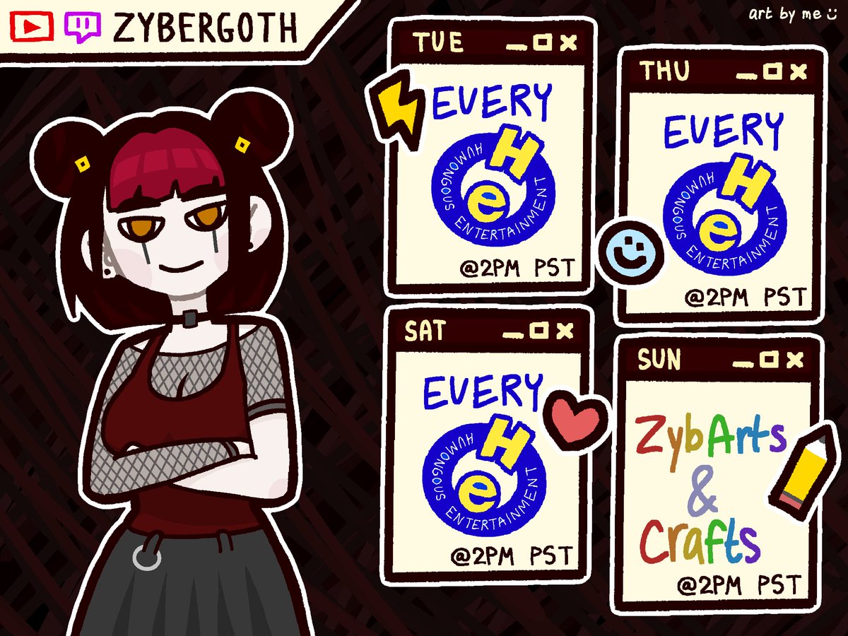 ZyberGothVT's tweet photo. bit of a change of schedule this week as we play through (and rank) EVERY humongous entertainment game!!
tune in tue/thur/sat/sun at 2pm pst on the purple app for some #freddifish, #puttputt, #pajamasam, #spyfox, and more 🖤 (youtube video to come)
#vtuber #streamschedule https://t.co/8FkvCQuIWA