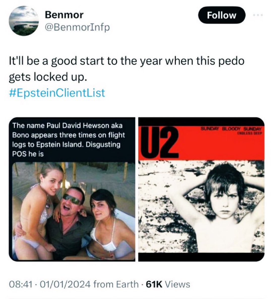 drhossamsamy65's tweet image. ⛔️Bono is on #EpsteinClientList ‼️