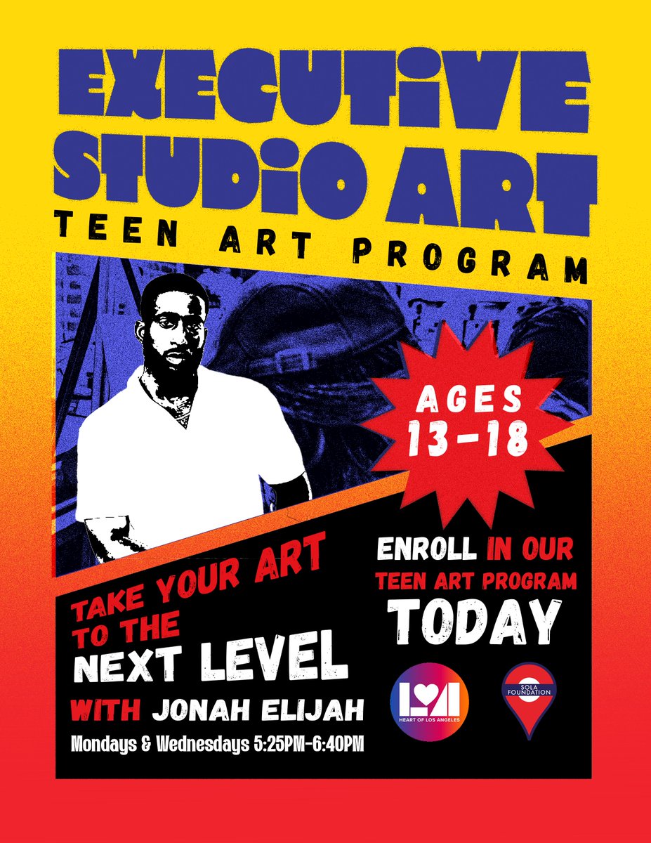 solafoundation1's tweet photo. Unleash your creativity! 🎨🖌️

Our Executive Studio Art Program led by professional artist @JonahElijahart, this hands-on class helps teens sharpen their skills, build confidence, and express themselves through art.

Click here to apply: https://t.co/2c0qf6bWYf https://t.co/nwtnoMtVXn