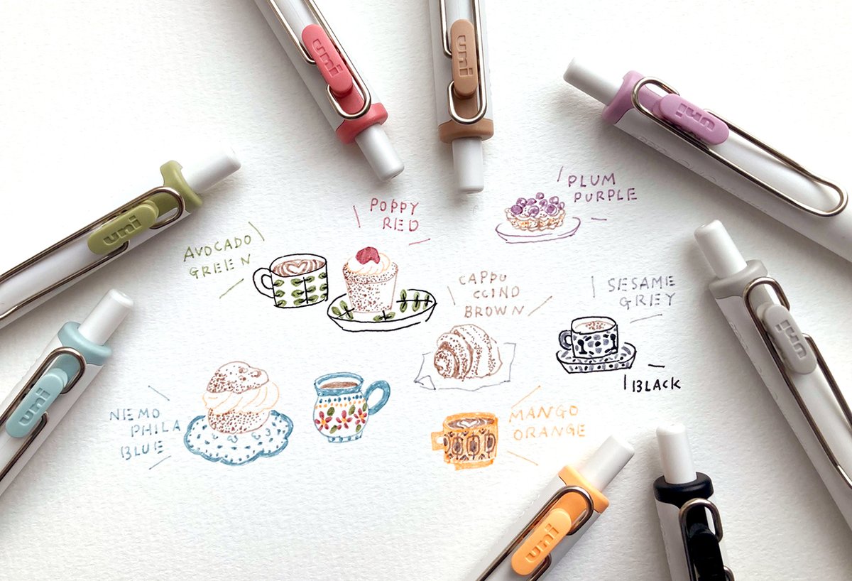 uni-ball one』のフィーカカラーでイラストを🖋 8色セットのアソートで