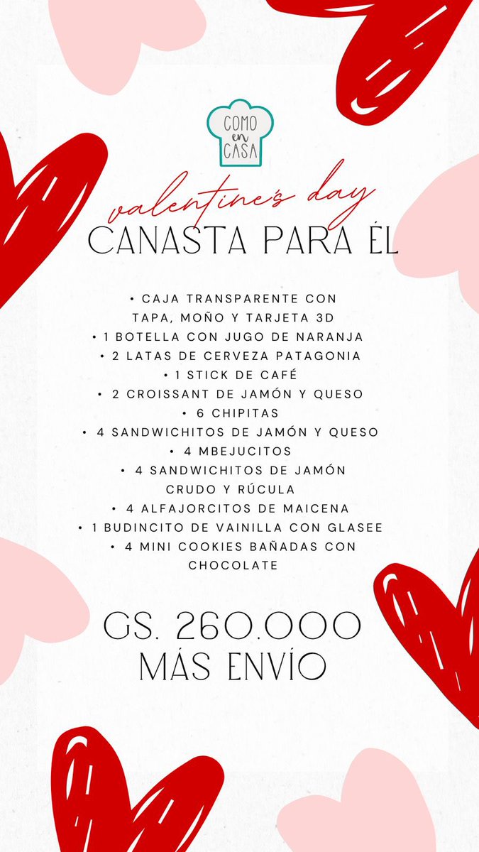 OPCIONES PARA SAN VALENTÍN ❤️
@comoencasapy en IG
0981817486