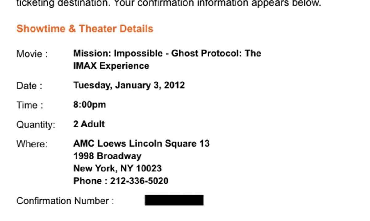if you saw mission impossible: ghost protocol at the lincoln center imax on jan. 3, 2012, you watched it with jeffrey epstein