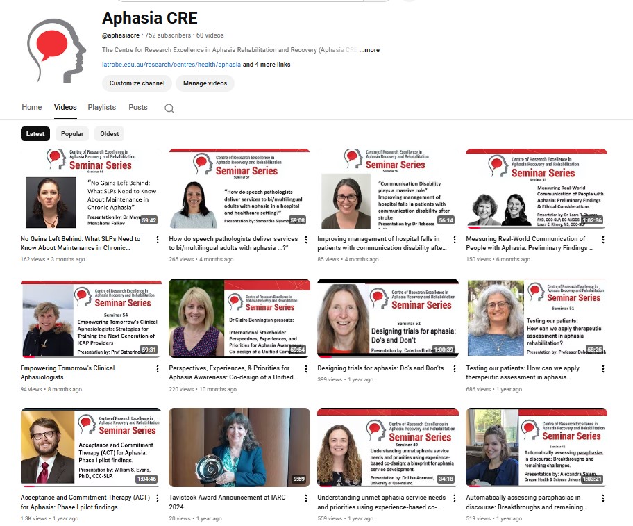 aphasiacre's tweet photo. Visit AphasiaCRE YouTube channel to see presentations by our amazing team of researchers &amp; expert associates at the forefront of Aphaisa research worldwide-  https://t.co/vifcaKZ4Vd

Subscribing ensures you're notified of the latest seminars &amp; helps expand our research in aphasia https://t.co/0MruahWsxf