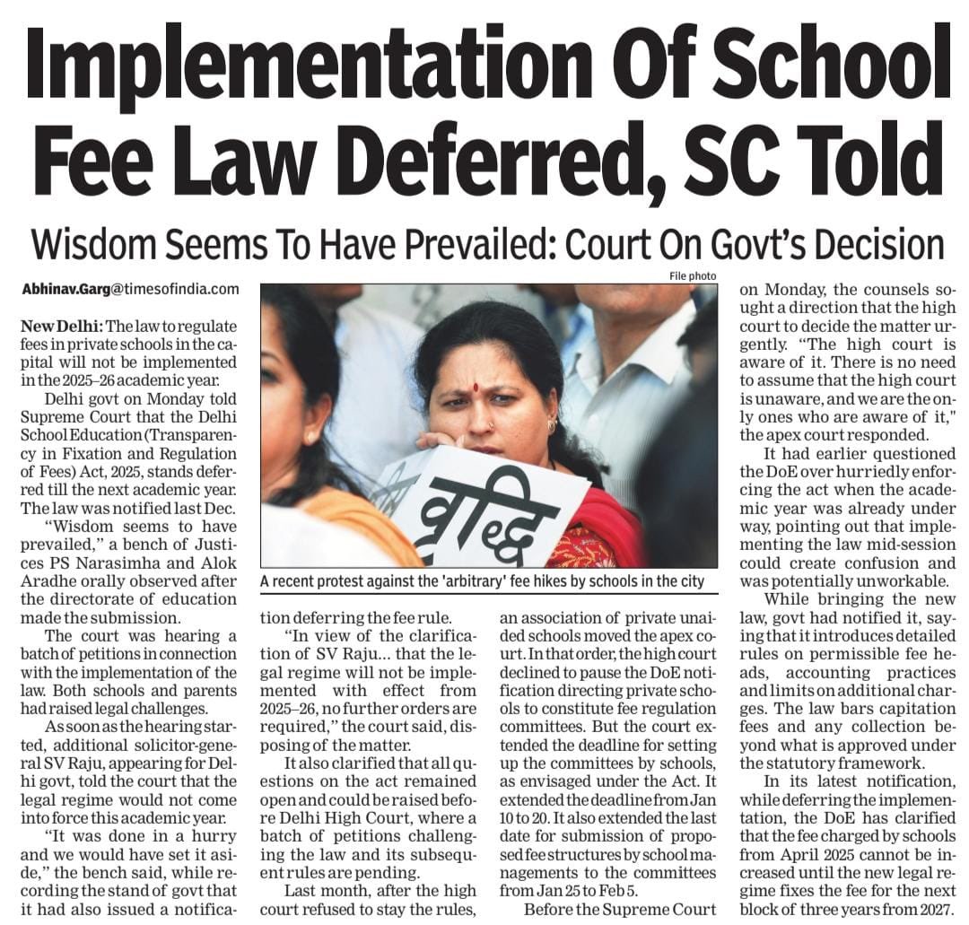 Dear <a href="/TOIDelhi/">TOI Delhi</a> readers 

TOI had tom tommed this much hyped “non transparent” fee act inspite of repeated questions raised by us.

Now, TOI deliberately did not publish main opposition party’s view.

Can u trust such newspapers ?