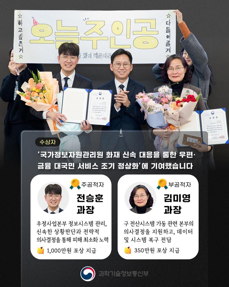 <칭찬은 고래도 춤추게 한다.>
어제 진행한 부처 특별 포상은 현장의 성과와 노력을 적시에 인정하고 그동안 묵묵히 추진해 온 정책성과와 적극행정 사례를 구체적으로 조명함으로써 성과에는 반드시 보상이 따른다는 분명한 메시지를 조직에 전달했습니다.