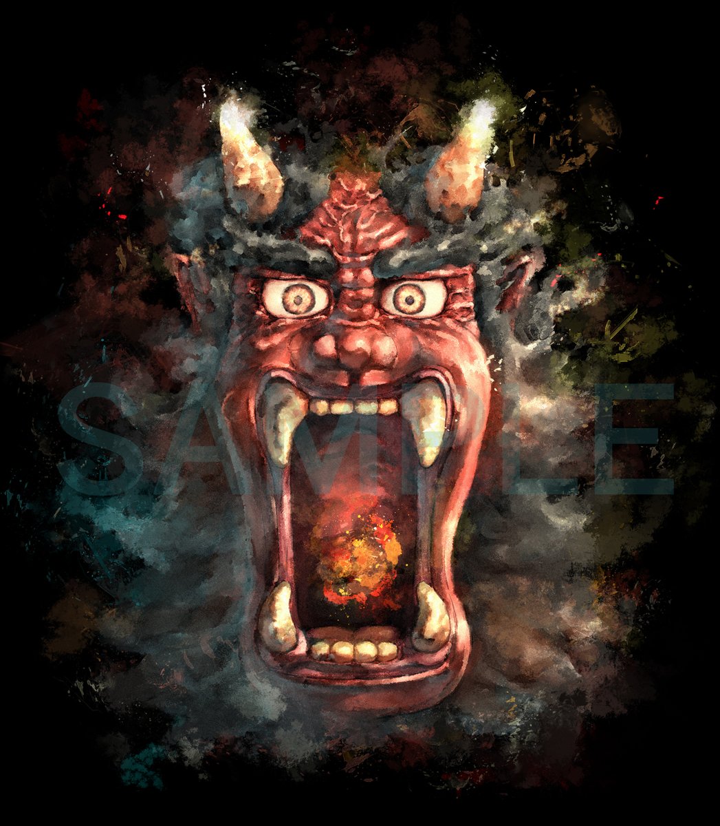 mob_grenade's tweet photo. 節分ということで鬼様を…👹
今年も弘峰寺様の鬼様を描かせていただきました。
両手の描写が加わったのが今年、二枚目が過去作です。
御参りの際はぜひ御朱印もご覧ください。 https://t.co/glGyMTQ4Tk