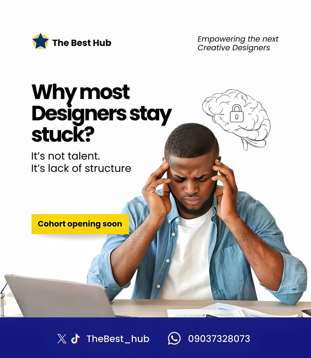 TheBest_Hub's tweet photo. Most designers aren’t stuck because they lack talent.
They’re stuck because they lack structure.
If you’re tired of guessing your way through design, this is your sign.
Our next cohort is opening soon
#TheBestHub
#DesignCohort
#CreativeDesigners
#DesignEducation
#DesignGrowth https://t.co/Rihnu2VcO8