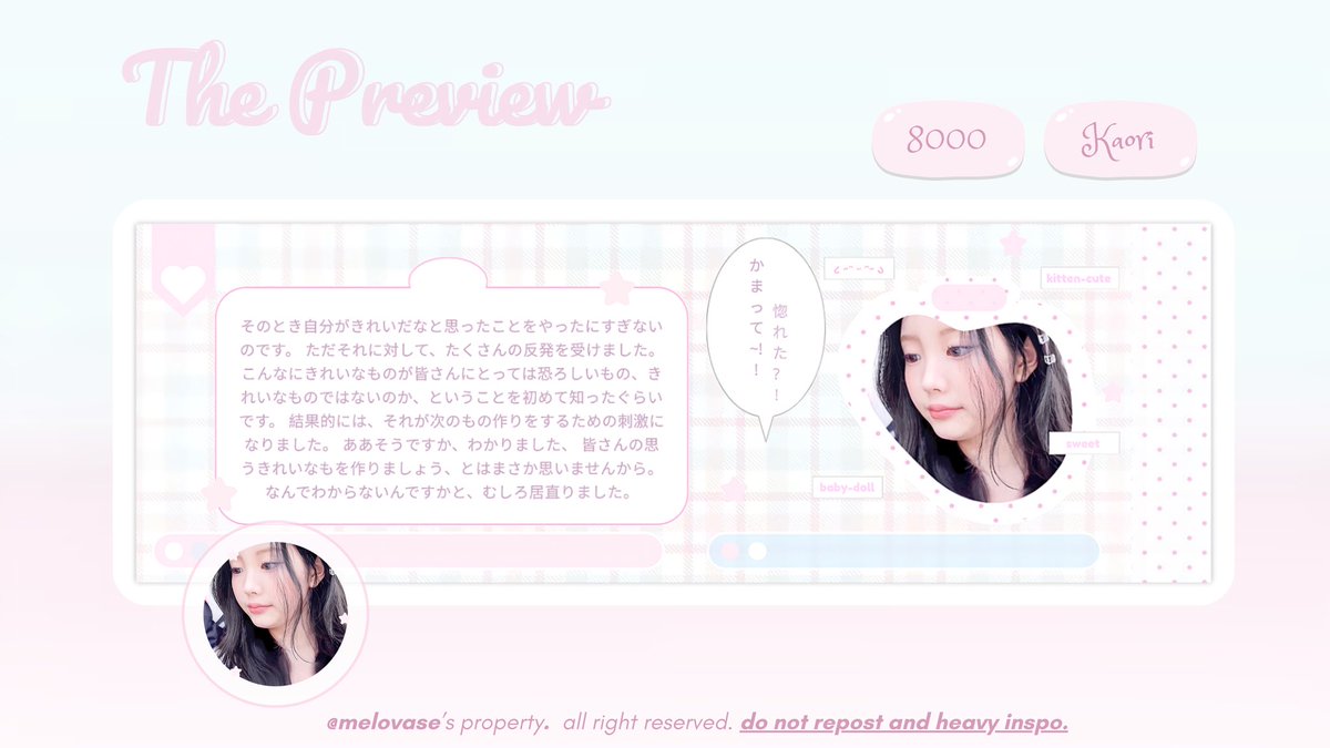 sejutadollars's tweet image. ꒰ 🎀 ꒱ help repost kakak, thx u (˶˃ ᵕ ˂˶) .ᐟ

Ი𐑼 .... !!!! hayi kakak, lova kembali datang membawa 6 layout gg ready stock yang bisa kaka jemput langsung ⪩. .⪨ avail wonyoung, jiwoo, karina &amp;amp; wonhee˚⊹ ᰔ (ava png ongly)

𐔌 #zonauang #zonanaba ꒱