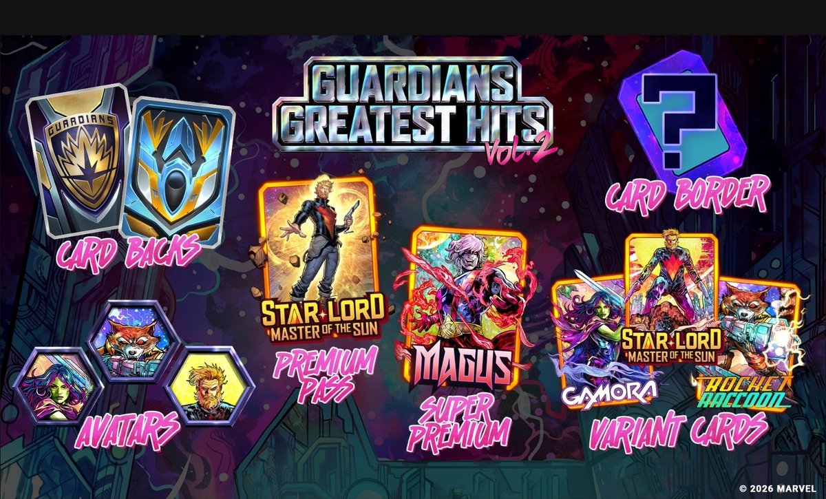 Gr8ness_05's tweet photo. What's up snappers @MARVELSNAP Guardians of the Galaxy Vol. 2 SEASON PASS GIVEAWAY will be happening Feb. 3rd on twitch @ 7pm -> https://t.co/vTkSzX2kyf <-

So come hang out and win a season pass! https://t.co/fNBgidPKjF