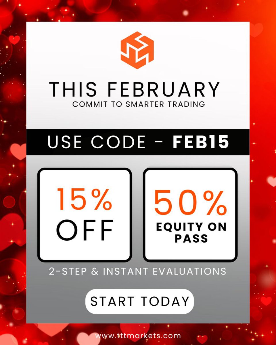 🔥 FEBRUARY DEAL ALERT 🔥
This February, commit to smarter trading with <a href="/TTTMarkets/">TTT Markets</a>  💼📈
💥 15% OFF challenge fees
💥 50% equity on pass
💥 Available on 2-Step &amp; Instant Evaluations
🎟 Use code: FEB15
👉 Extra savings applied at checkout
Sign up👇🏽
tttmarkets.com/ref/PEMZIFX/