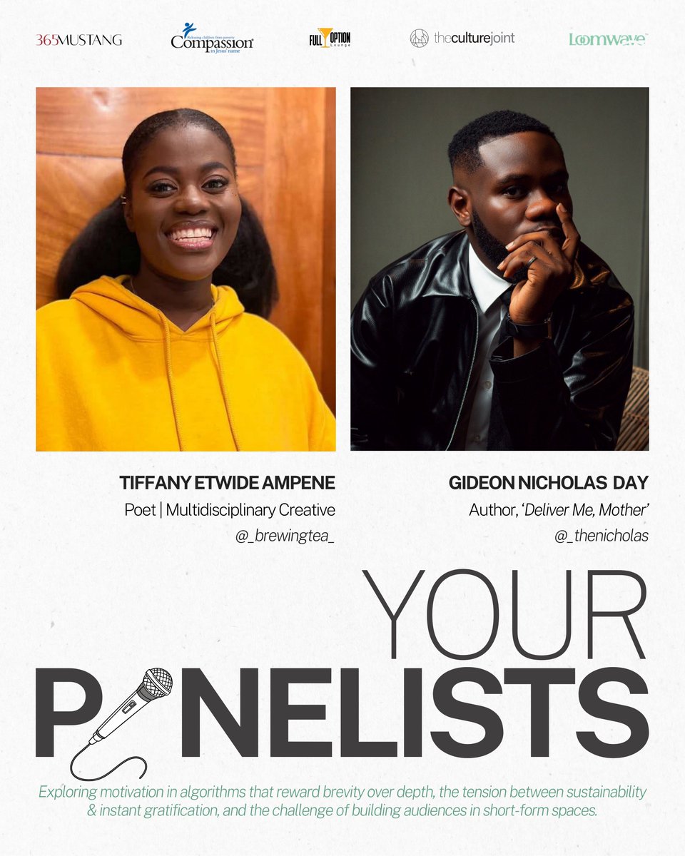 365mustang's tweet photo. Meet the two brilliant minds joining us for Unplugged &amp; Reconciled 2.0 on February 21st at Full Option Lounge, East Legon.

@_thenicholas and Tiffany Etwide Ampene.

1/3 https://t.co/TJEGc3bTFi