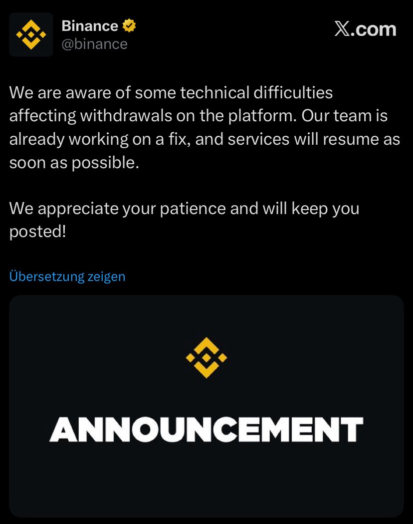 Inj_pumping's tweet image. 🚨 JUST IN: MANY USERS ARE WITHDRAWING THEIR FUNDS FROM BINANCE, SO BINANCE BLOCKED THEM FROM DOING SO

BINANCE WILL COLLAPSE LIKE FTX