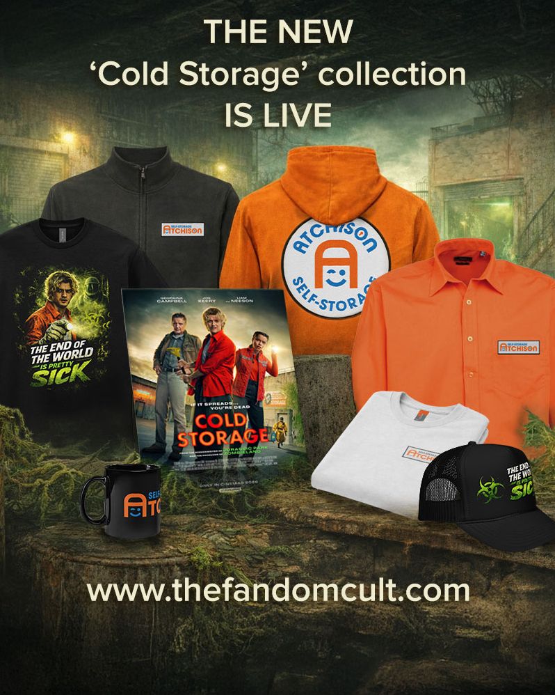 With #JoeKeery’s new movie #ColdStorage at theatres in just over 1 week, we had to jump to creating our collection of cosplay and original merch! Make sure you visit thefandomcult.com to see the exciting items we have to offer!
From posters, shirt, mugs, hoodies and caps!
