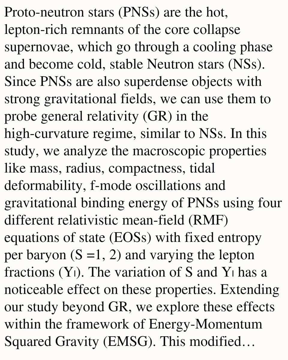 Universal Relations and Correlation Analysis of Proto-Neutron Star Properties in Energy-Momentum Squared Gravity

Sayantan Ghosh
arxiv.org/abs/2602.02069 [𝚗𝚞𝚌𝚕-𝚝𝚑 𝚐𝚛-𝚚𝚌 𝚑𝚎𝚙-𝚙𝚑]