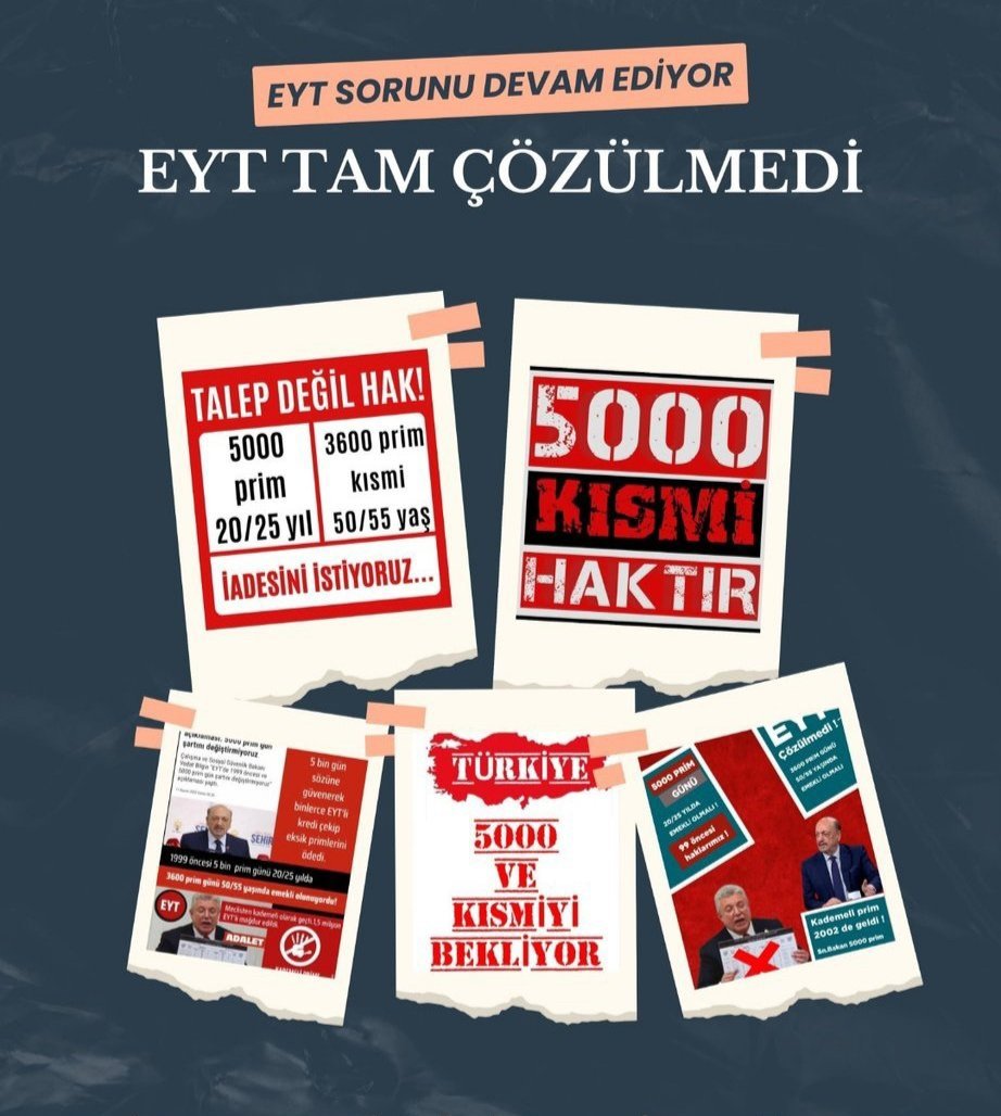 #5000KısmiyeBorcunuzuödeyin

Bazı borçlar parayla değil,
Zamanla ağırlaşır.

Sözün tutulmadığı yerde,
Güven yıpranır.
Hakkın bekletildiği yerde,
Toplum tıkanır.

5000 Kısmi Devlet sözüdür.
Geri dönülmez !

Borcunuzu ödeyin !

#TüikEmekliyiçarptı
<a href="/RTErdogan/">Recep Tayyip Erdoğan</a>
<a href="/isikhanvedat/">Prof. Dr. Vedat Işıkhan</a>