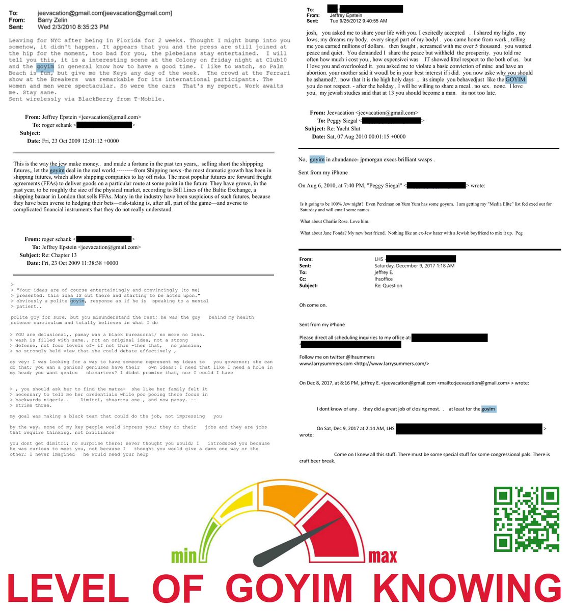 "Goyim, goyim, goyim, goyim, goyim, goyim"

- Epstein Files