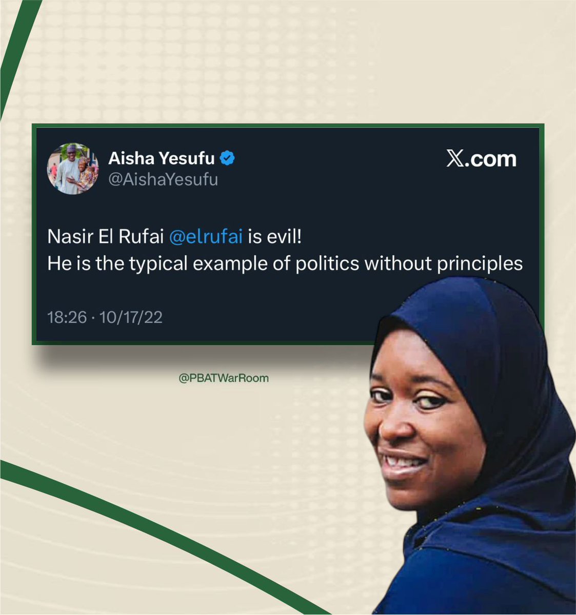 EXPOSED🔭: <a href="/AishaYesufu/">Aisha Yesufu</a> finally joins the "evil" <a href="/elrufai/">Nasir Ahmad El-Rufai</a> &amp; Co in their confused structure of "Politics without Principles"👀
