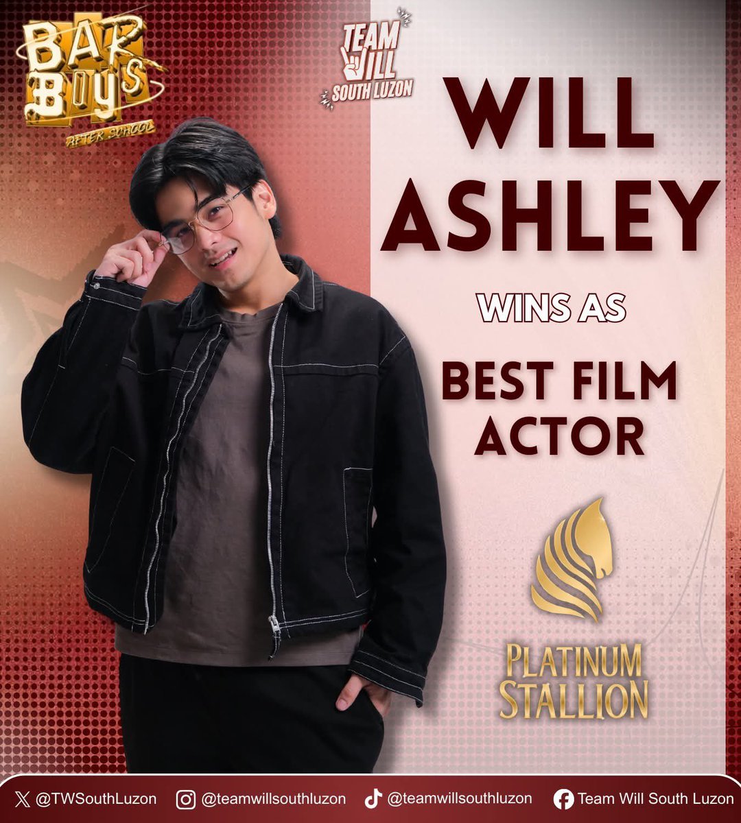 TWSouthLuzon's tweet image. Congrats to Will Ashley for nailing Best Film Actor for Bar Boys After School!

WILL ASHLEY BEST ACTOR
WILL ASHLEY BEST ACTOR
#PSNMA2026 #CelebratingMediaExcellence
#WillAshley