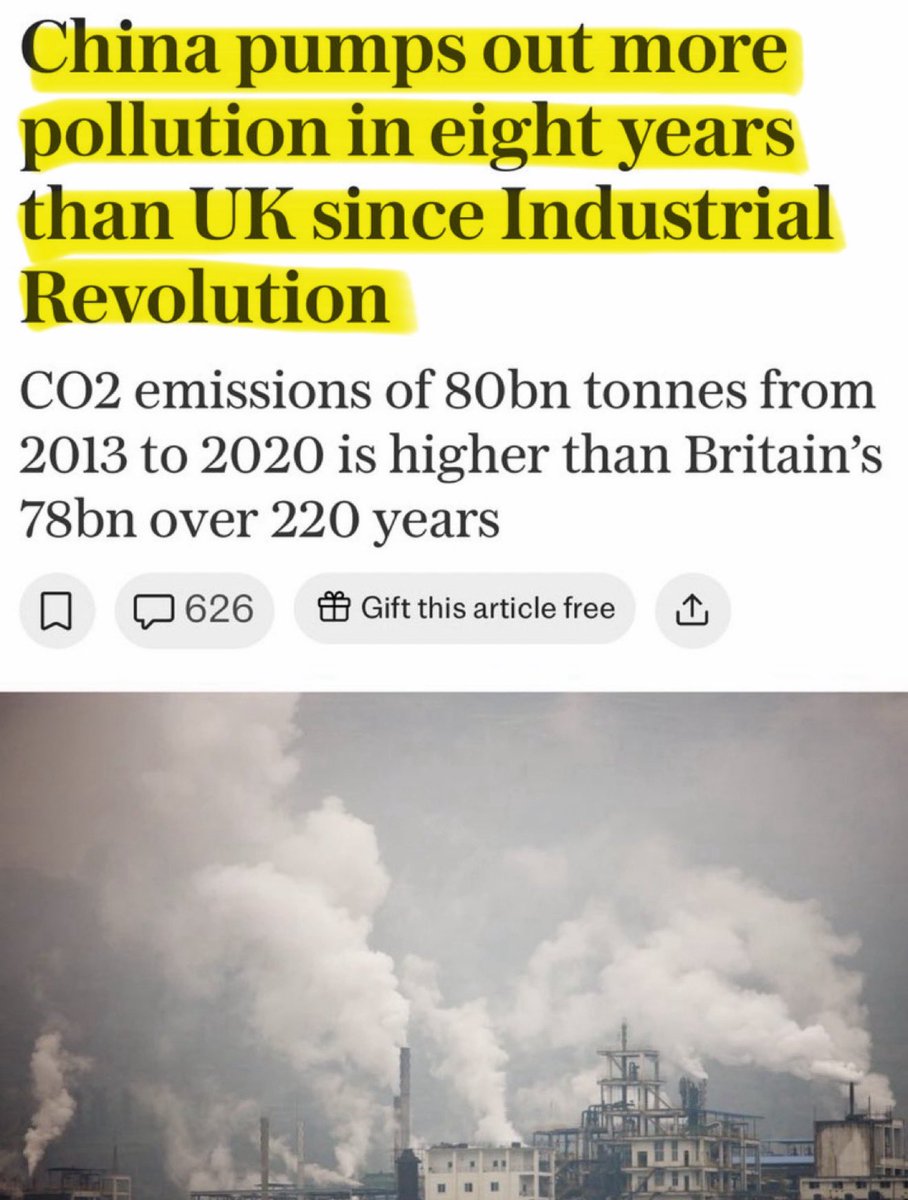 Georg_Pazderski's tweet image. CHINA hat in 8 Jahren mehr Schadstoffe ausgestoßen als Großbritannien seit der industriellen Revolution in 220 Jahren.

Es zeigt den ganzen IRRSINN der deutschen Energiepolitik. CHINA kümmern Klima und Umwelt einen Sch**ss.

CHINA will die USA überholen - einzig das zählt❗️
