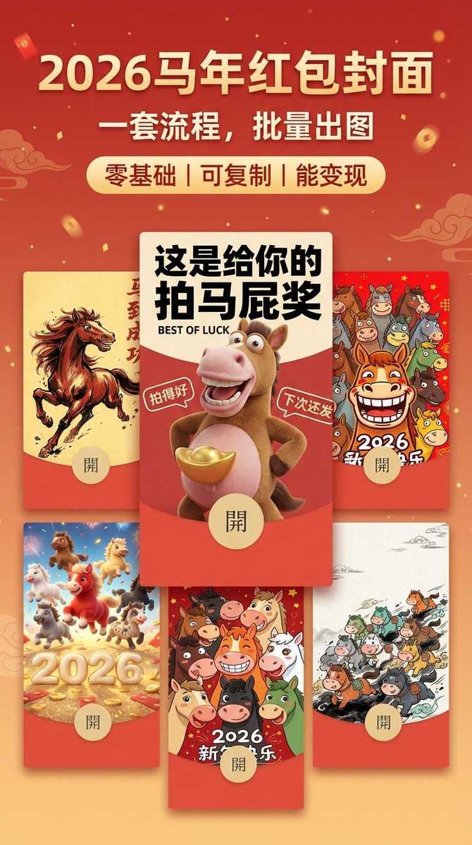 ChrisSlacker's tweet photo. 🧧 2026 春节躺赚副业！
AI 红包封面副业保姆级攻略！

这是我见过门槛最低的春节变现路径，
🔗 红包封面静态+动态全套提示词
https://t.co/HiZzkzaYCW

✅ 刚需市场：春节人人发红包，封面就是社交货币 
✅ 零库存：数字产品，做一次卖N次 
✅ 低门槛：AI 10秒搞定

从 0 到变现，
我把整个【傻瓜式操作】浓缩成了以下 5 个流程🧵👇