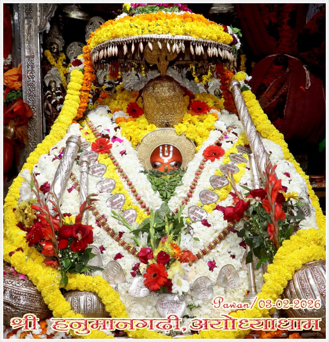 श्री हनुमान जी महाराज, श्री हनुमान गढ़ी अयोध्या धाम के आज दिनांक 03-02-2026 के अद्भुत एवं अलौकिक दर्शन… श्री हनुमान जी की कृपा आप सभी पर बनी रहे… ऐसी मंगल कामना…!!!