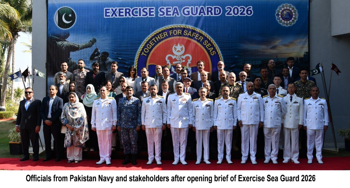 The opening brief of Exercise SEA GUARD 2026 was held in Karachi under the auspices of the Pakistan Navy. 

Commander Coast, Vice Admiral Faisal Amin, attended the event as the Chief Guest. The third edition of this series is scheduled from 2 to 9 February 2026.

Exercise SEA