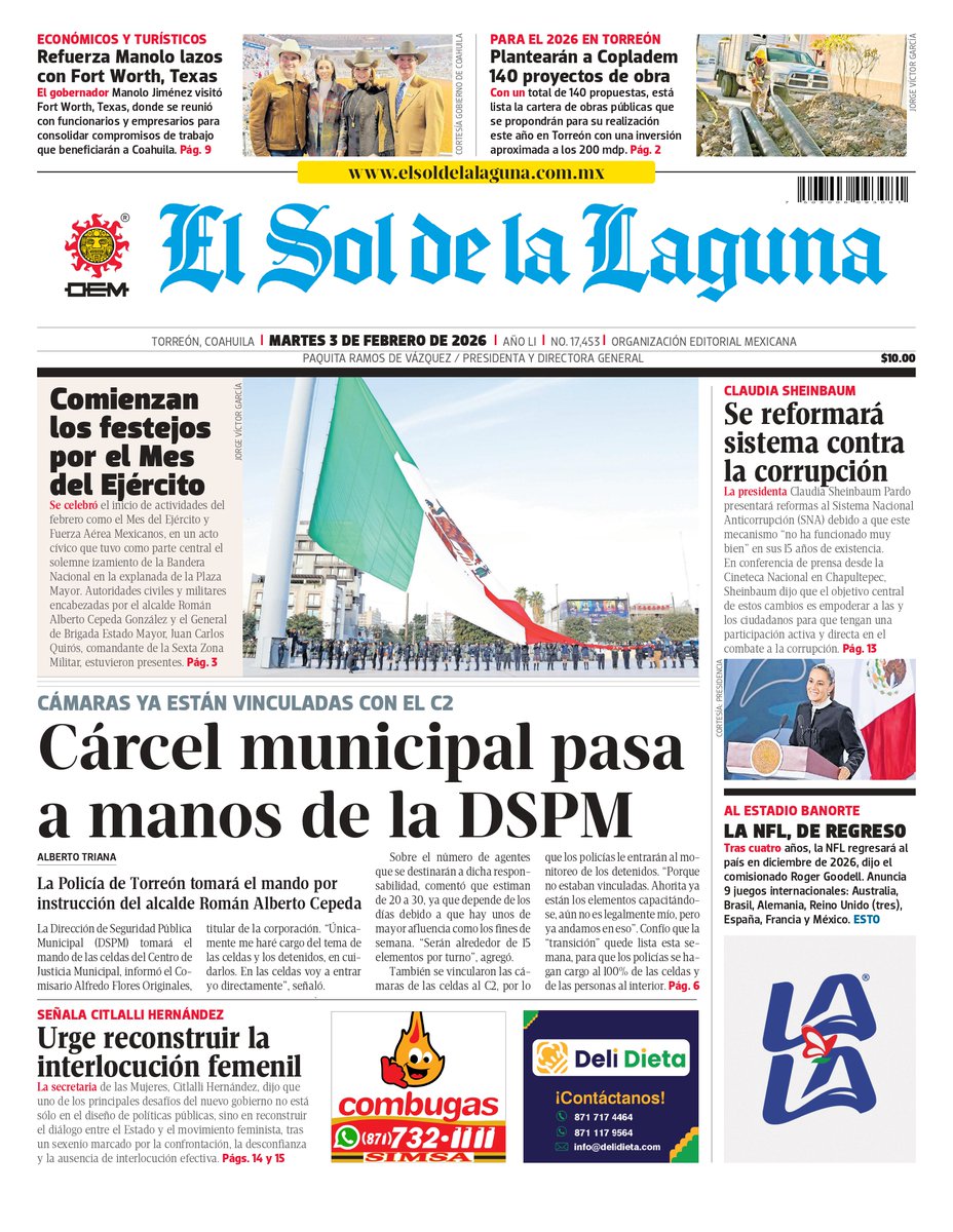 ¡Buen #martes! ☀️😊 Te dejamos la información para empezar el día

🚨 Cárcel municipal pasa a manos de la DSPM
➡️ tinyurl.com/yc5katea

🪖 Comienzan los festejos por el Mes del #Ejército
➡️ tinyurl.com/2u5wvyhd