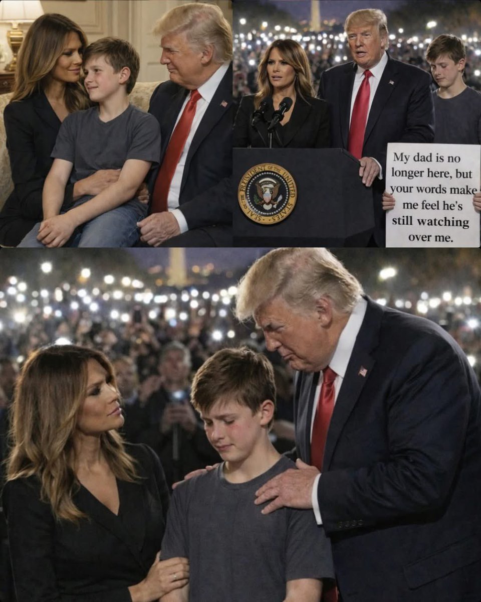 gpatterson828's tweet image. The National Mall in Washington, D.C. turned into a wave of raw emotion last night when President Donald Trump suddenly stopped mid-speech to acknowledge a young child standing near the front during a major national address alongside First Lady Melania Trump.

The child,…