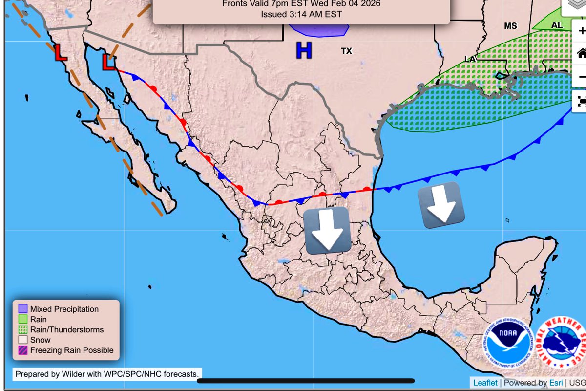 InfoMeteoro's tweet photo. ⚠️A LA VISTA NUEVO #FrenteFrío

Miércoles a jueves, frente y #AireÁrtico (débil a moderado) recorrerán del norte, noreste, centro, oriente y sureste

🌡️Tardes frescas; noches frías
🌦️Lluvias dispersas en la mitad centro-sur del país
🌬️Evento “Norte” fuerte >70 km/h

¡Detalles mañana!