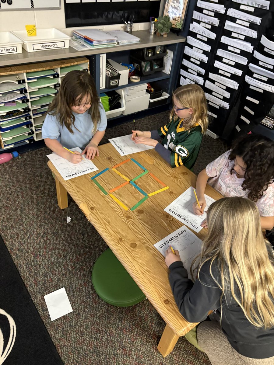 PVWollberg's tweet photo. Now that it’s February, we had our first round of Math Club for the month. The making squares challenge using popsicle sticks proved to be quite a difficult feat! #pvlearns #mathclub #mathisfun https://t.co/25MlpBQ95l