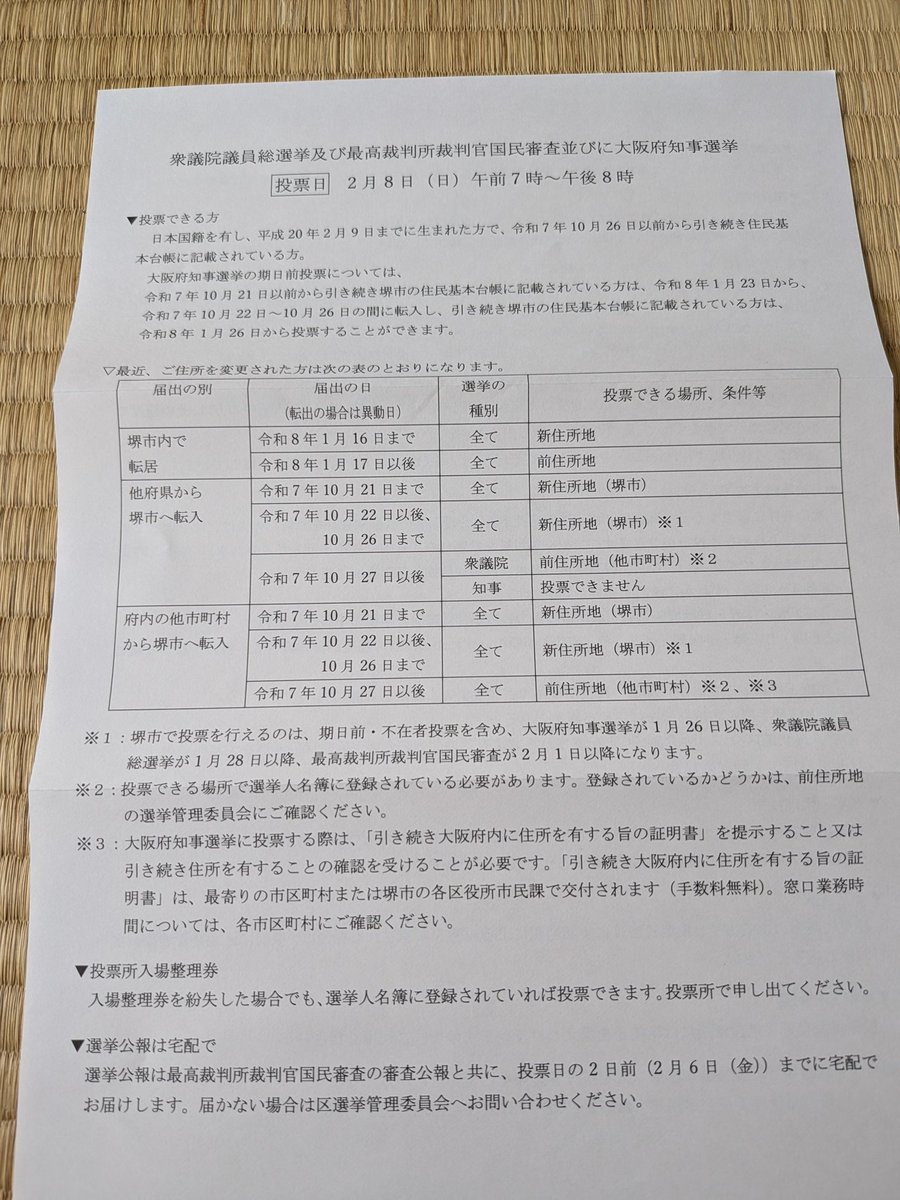 選挙の入場整理券来ましたねぇ。 ちょうど休暇のタイミングやし行きま